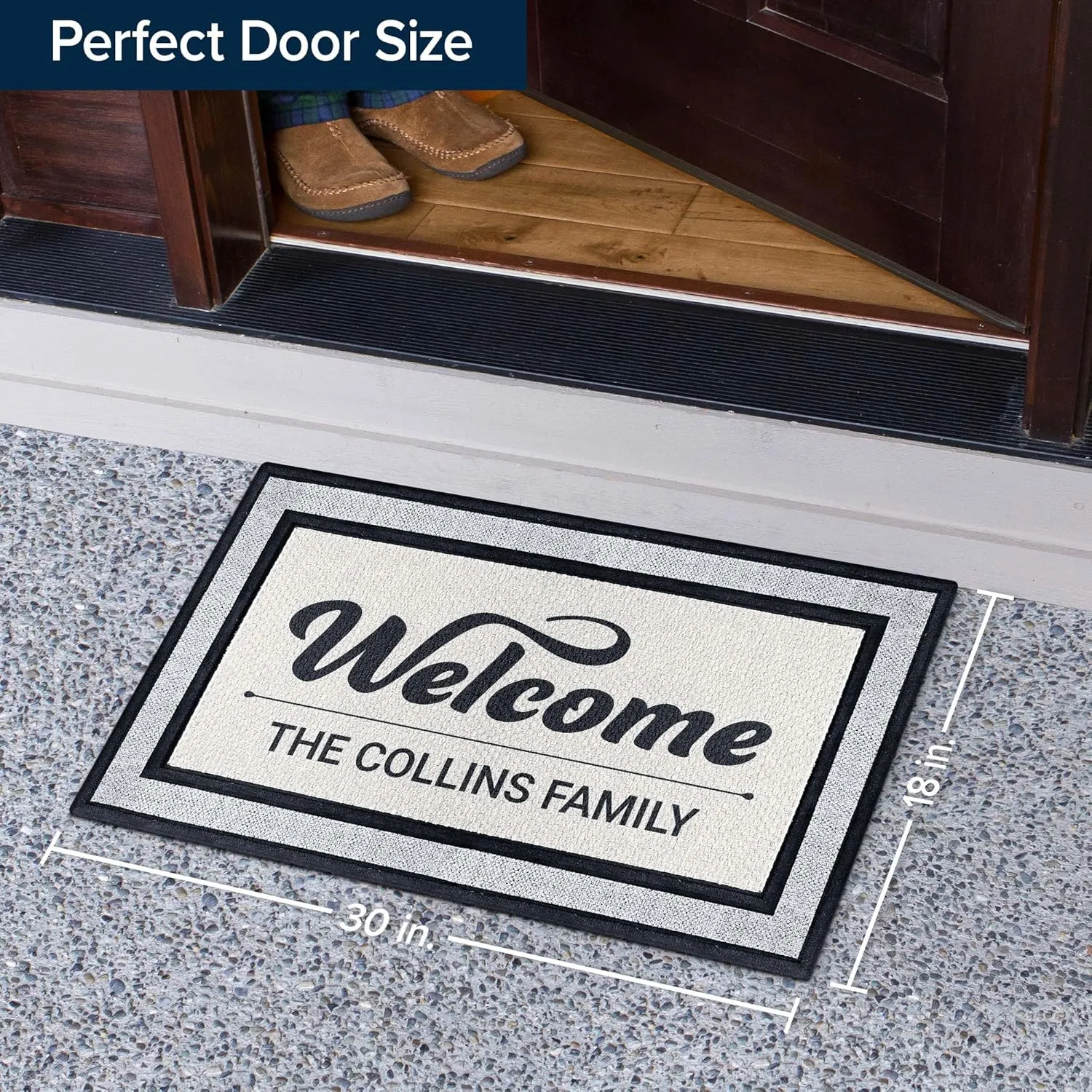 My Sign Center Door Mat, Personalized Doormat, Custom Welcome Mat for Front Door, Indoor/Outdoor,Housewarming Gift, Heavy Duty Slip Resistant Backing, 18x30 Inches, Polyester Top Made in USA