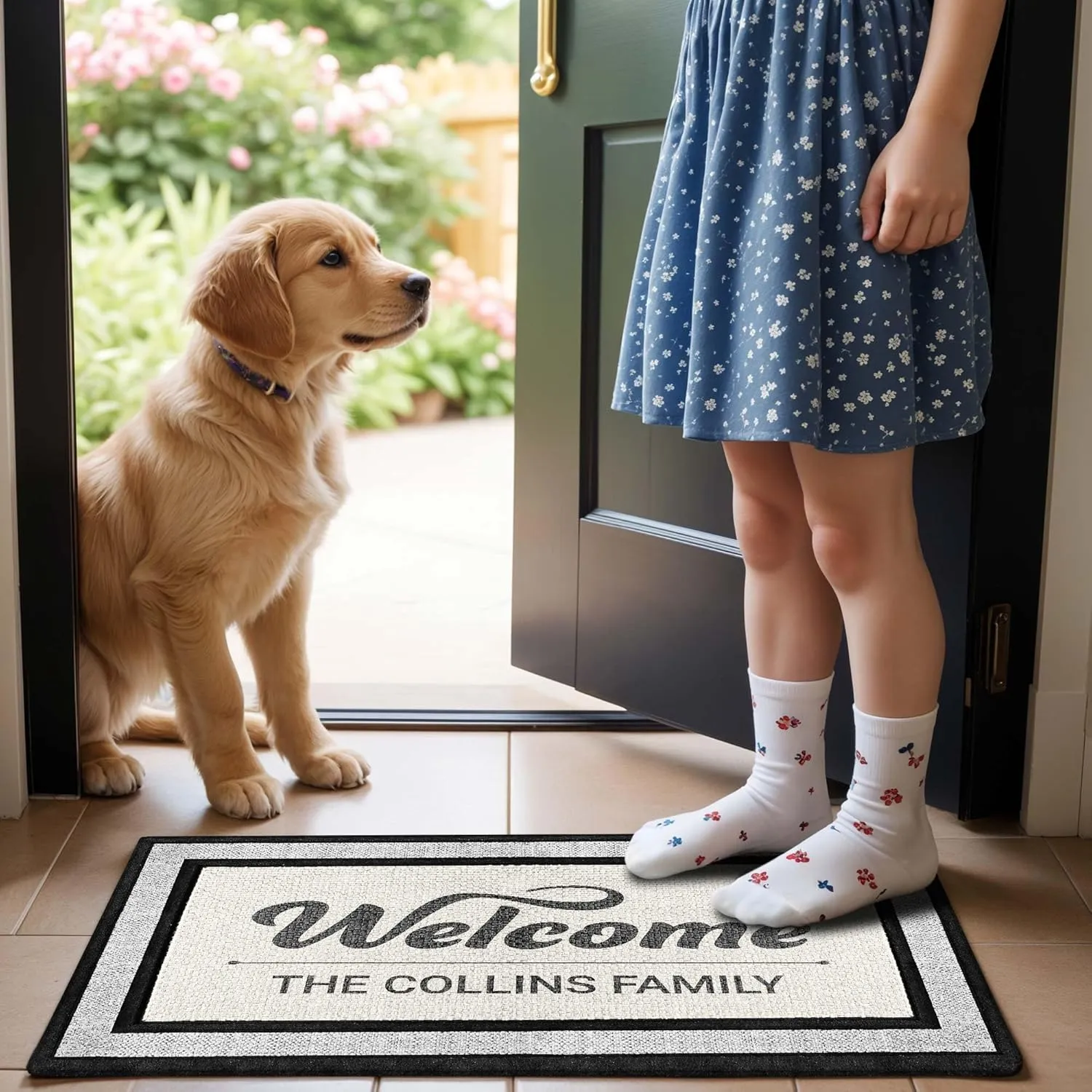 My Sign Center Door Mat, Personalized Doormat, Custom Welcome Mat for Front Door, Indoor/Outdoor,Housewarming Gift, Heavy Duty Slip Resistant Backing, 18x30 Inches, Polyester Top Made in USA