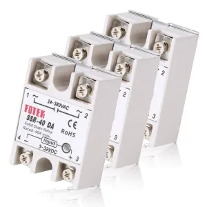 MYSWEETY 3PCS SSR-40DA Solid State Relay Single Phase Semi-Conductor Relay Input 3-32V DC Output 24-380V AC