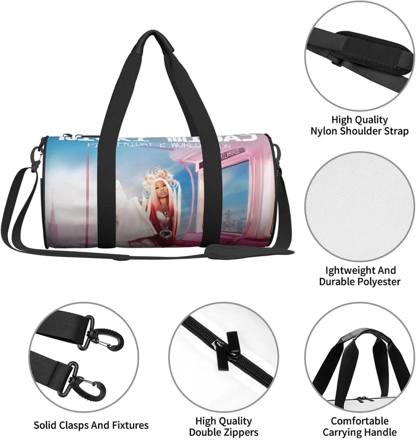 N-icki Minaj Sport Duffel Bag,Travel Duffle Bag Sports Gym Bag,Tote Weekender Bag for Women Men Business Trip