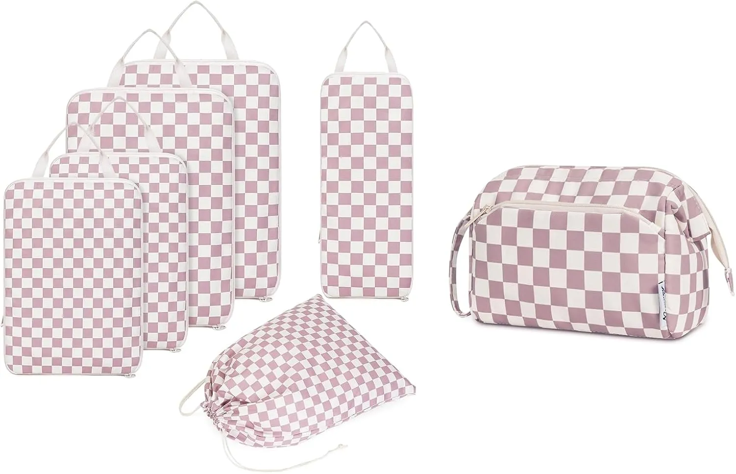 Narwey Large Wide-open Makeup Bag with 6 Set Compression Packing Cubes