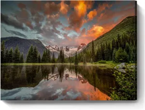 Nature Wall Art Mountain Range Wall Art Sunrise Forest Landscape Decor 24x36” Sunset Lake Panorama Canvas Prints Poster Tree Painting National Park Posters Artwork for Office Living Room Decoration