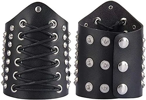 Nautical-Mart Leather Gauntlet Wristband Medieval Bracers Wrist Band Buckle Wide Bracer Arm Armor Cuff