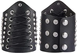 Nautical-Mart Leather Gauntlet Wristband Medieval Bracers Wrist Band Buckle Wide Bracer Arm Armor Cuff
