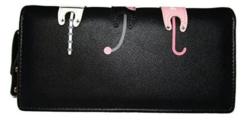 Nawoshow Women Wallet Cute Cat Wallet Bifold Long Purse with Zipper(Black)