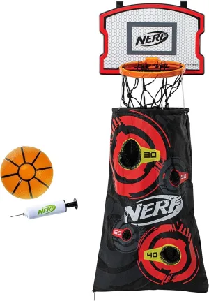 NERF Basketball Hoop Hamper - Laundry Layup Over the Door Basket   Shooting Target - Mini Hoop Hamper   Basketball Set