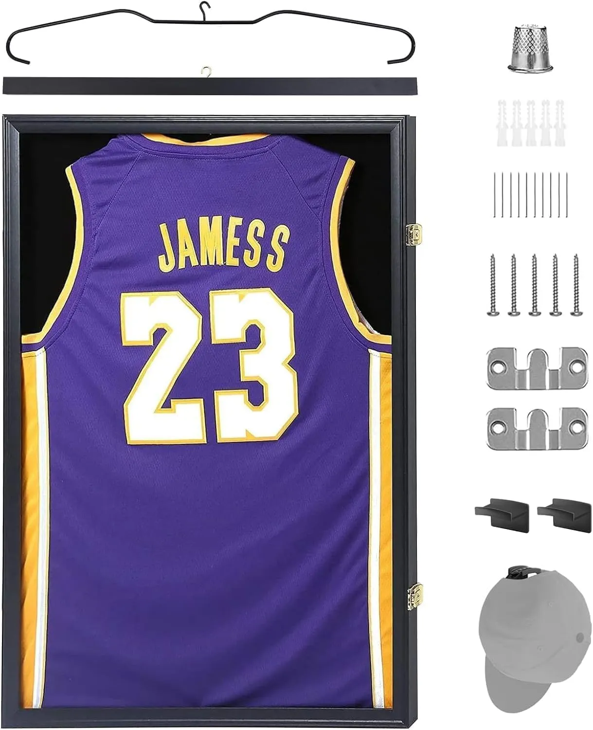 Nice C Sports Card & Jersey Display Case with LED Light, 98% UV Protection, Acrylic, Lockable, Purple, 35"35"35 Inches, 2.5 x 3.5 Inch Frame