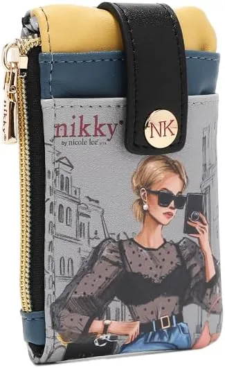 Nicole Lee NIKKY Mini Card Holder, Vegan Leather, Spacious Interior (URBAN COFFEE DREAM)