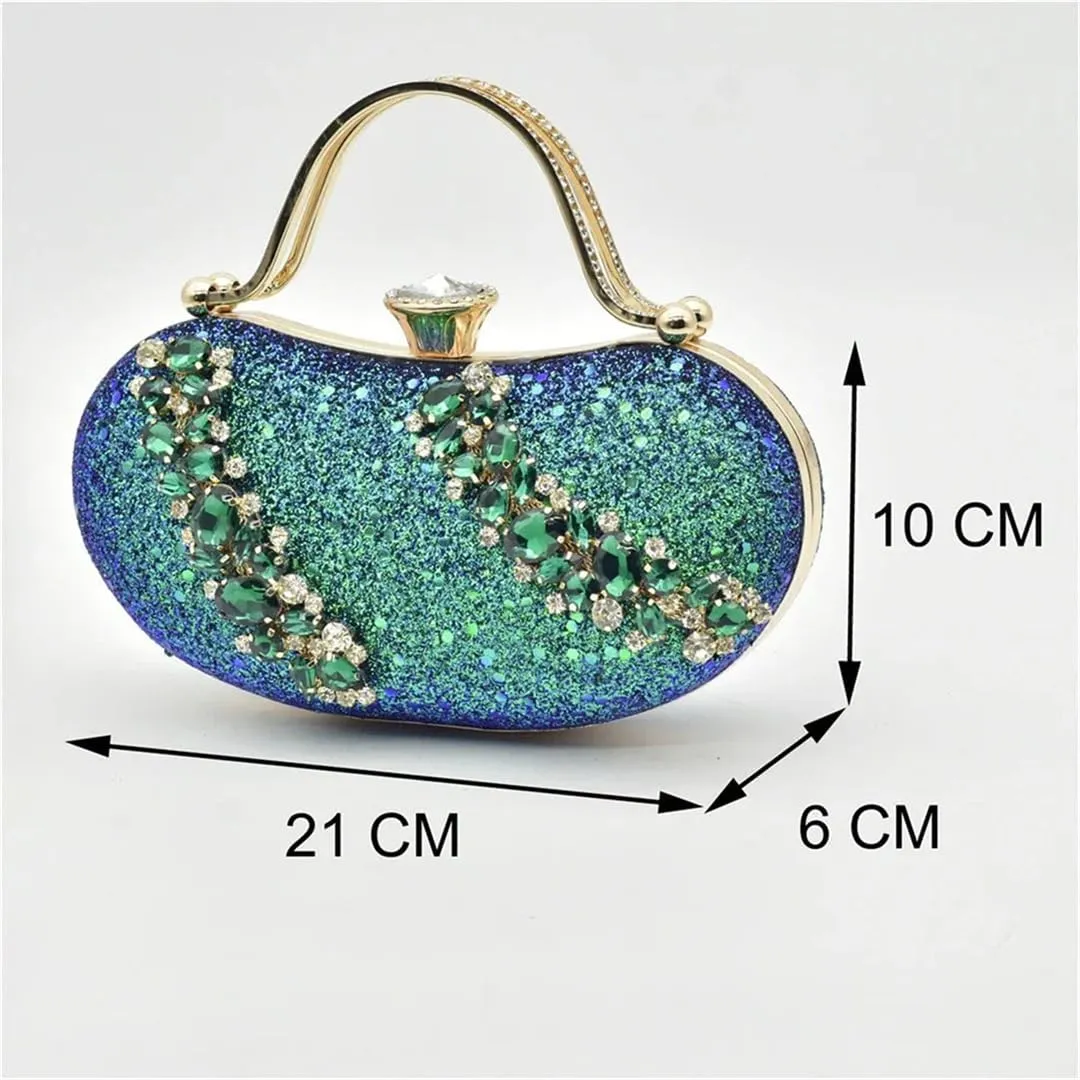 Nigeria Fashion Bag and Mid-Heel Pointed Shoes Party Shoes and Bag Set Decorated with Rhinestone Wedding Shoes Bride