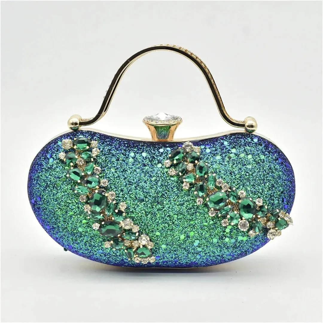 Nigeria Fashion Bag and Mid-Heel Pointed Shoes Party Shoes and Bag Set Decorated with Rhinestone Wedding Shoes Bride