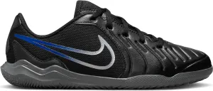 Nike Jr. Tiempo Legend 10 Club Little/Big Kids' Indoor/Court Low-Top Soccer Shoes (DV4354-040, Black/Hyper Royal/Chrome) Size 6
