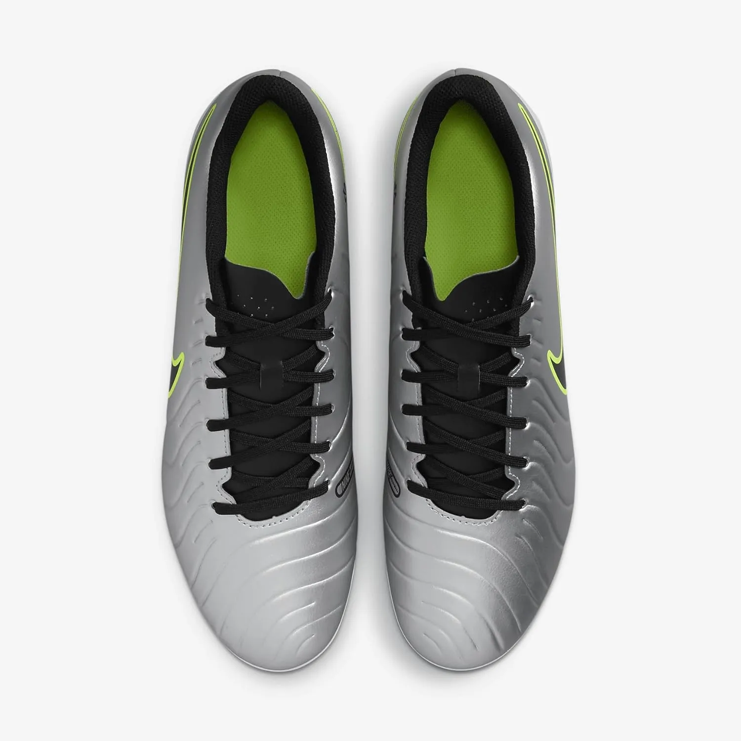 Nike Tiempo Legend 10 Club Multi-Ground Low-Top Soccer Cleats (DV4344-001, Metallic Silver/Volt/Black)