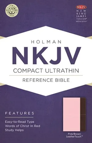 NKJV Compact Ultrathin Reference Bible Pink/Brown LeatherTouch