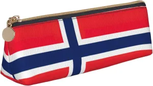 Norwegian flag Print Simple Pencil Case Triangle Pouch for Pens Makeup Art Supplies Daily Essentials
