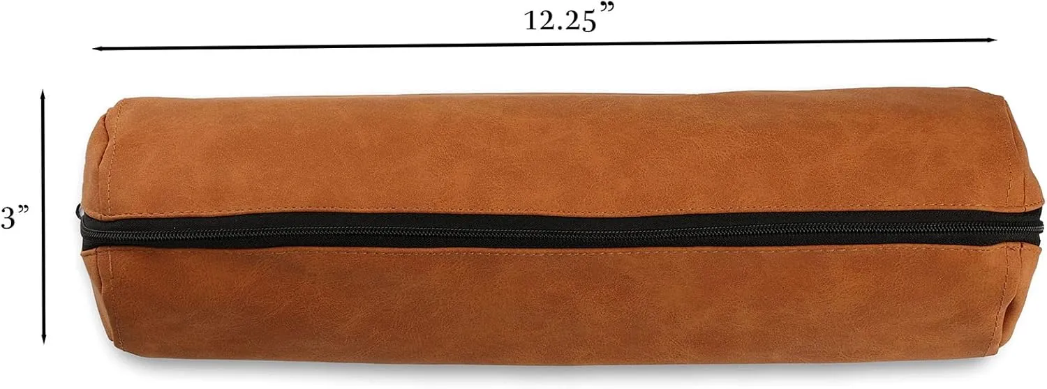 Novel Box Chestnut Brown Faux Leather Bangle/Bracelet/Watch Roll 12.25x3x3 Inches with Matching Zipper Pouch - Portable Organizer Pouch with Removable Roll Insert for Travel, Retail & Personal Use