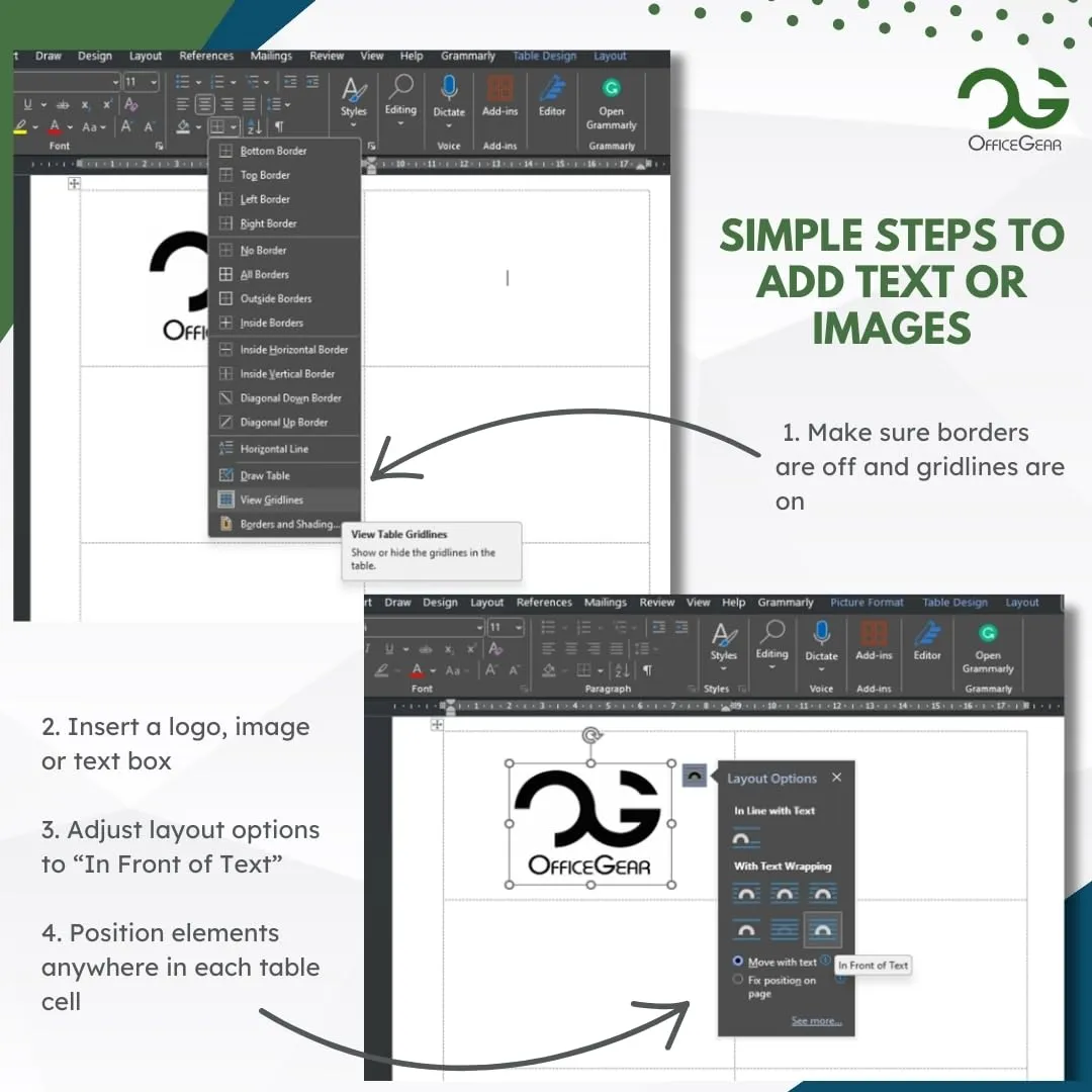 OfficeGear Wide Tent Cards 4-Up: Perforated Printable Cards - 55 Sheets / 220 Cards with Free Template