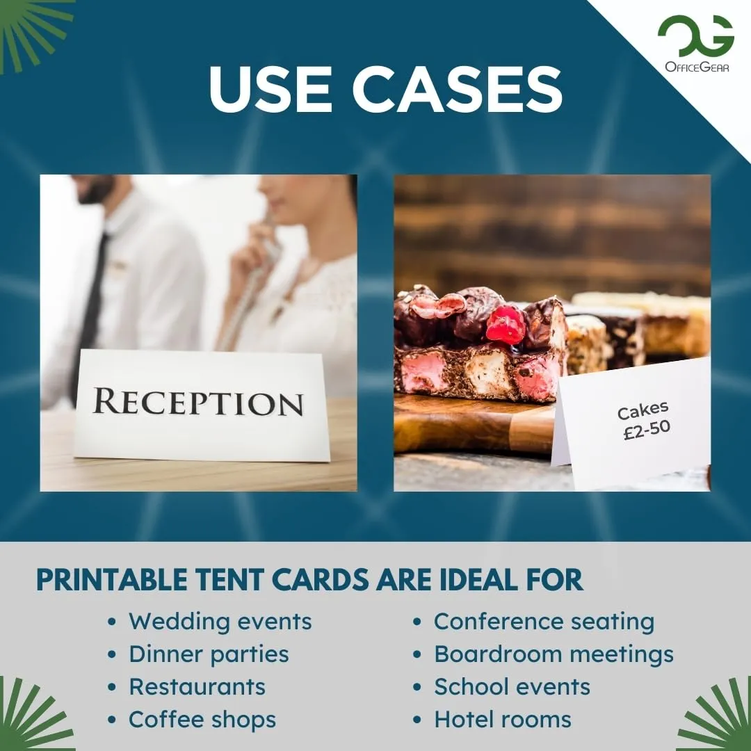 OfficeGear Wide Tent Cards 4-Up: Perforated Printable Cards - 55 Sheets / 220 Cards with Free Template