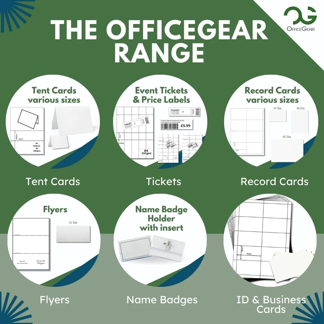 OfficeGear Wide Tent Cards 4-Up: Perforated Printable Cards - 55 Sheets / 220 Cards with Free Template