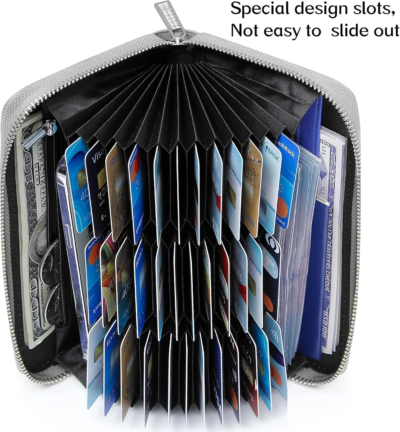 OIDERY Women Large Capacity Credit Card Wallet RFID Blocking with Removable Wristlet