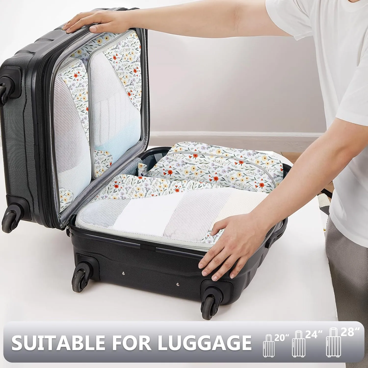 OlarHike 8 Set Packing Cubes for Travel, Sturdy Suitcase Organizer in 4 Sizes (Extra Large, Large, Medium, Small), OlarHike Luggage Cubes with Toiletry Bag, Essentials for Cruise Ship Gifts for Women