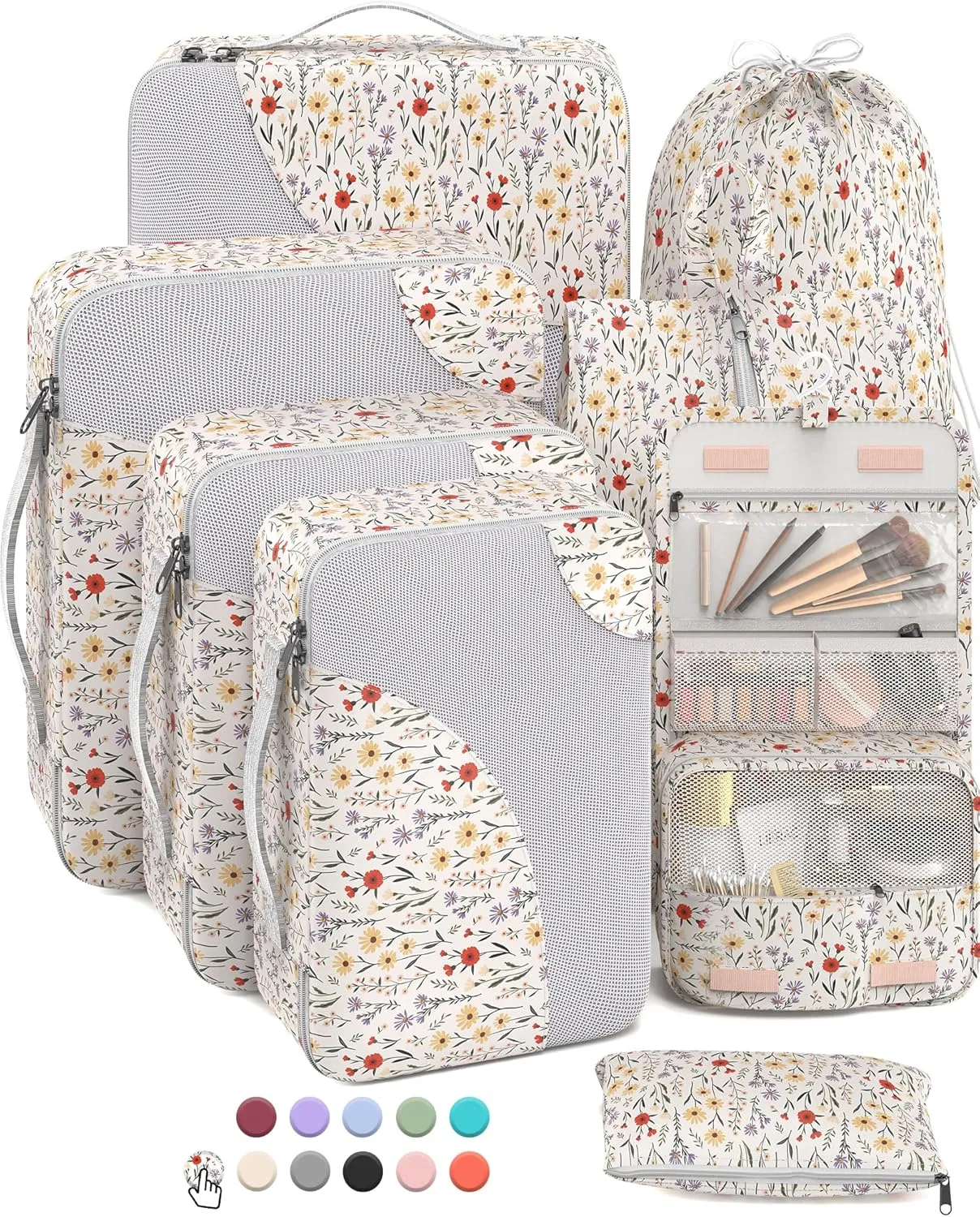 OlarHike 8 Set Packing Cubes for Travel, Sturdy Suitcase Organizer in 4 Sizes (Extra Large, Large, Medium, Small), OlarHike Luggage Cubes with Toiletry Bag, Essentials for Cruise Ship Gifts for Women