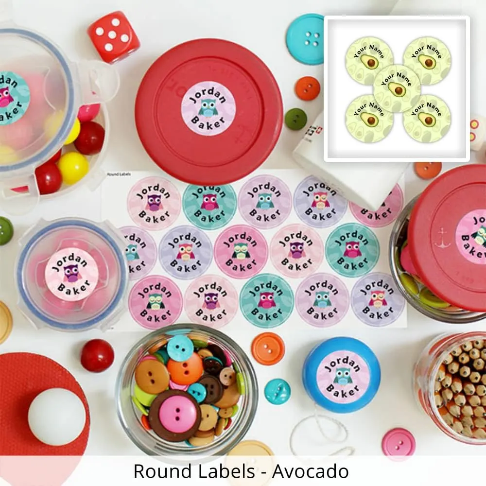 Oliver's Labels A-Z Package, 37 Durable Personalized Name Labels & Tags (Avocado)