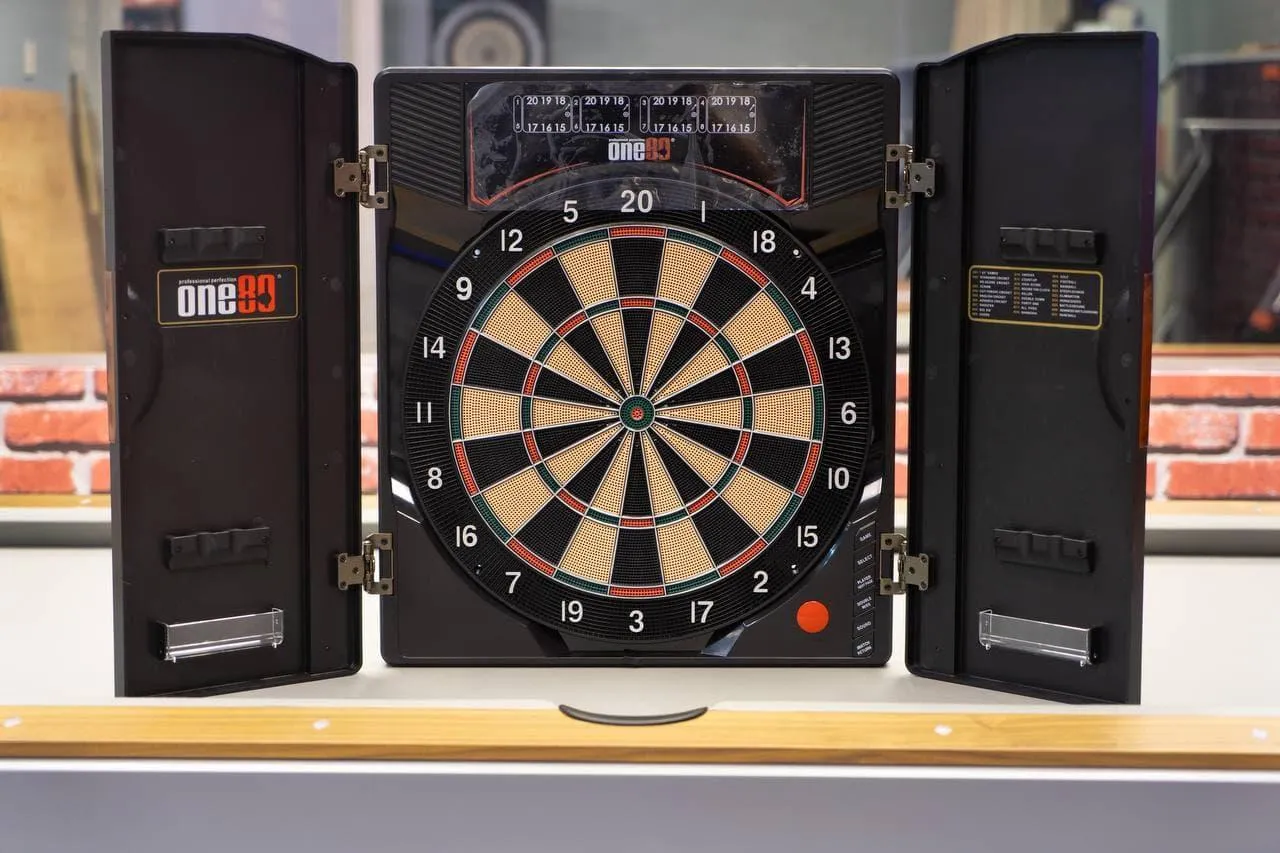 One80 Deluxe II High Quality Electronic Dartboard with Cabinet