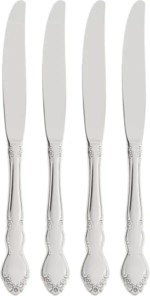 Oneida Dover Fine Flatware Dinner Knives, Set of 4 , 18/10 Stainless Steel, Silverware Set, Dishwasher Safe
