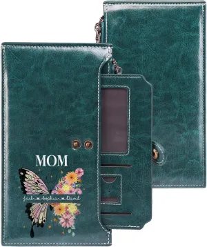 OPALSTOCK Personalized Leather Wallet for Women – Custom Name Purse with Engraved Birth Flower – Small Zipper Coin Wallet, Custom Ladies Purse – Gift for Mother's Day, Birthday Present (Styles 1)
