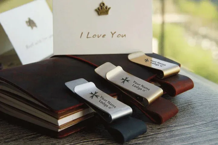 Order Of Malta Pen Holder - Leather Brass