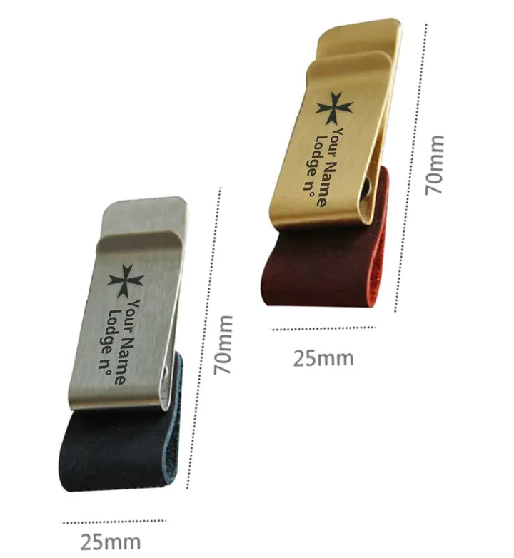 Order Of Malta Pen Holder - Leather Brass