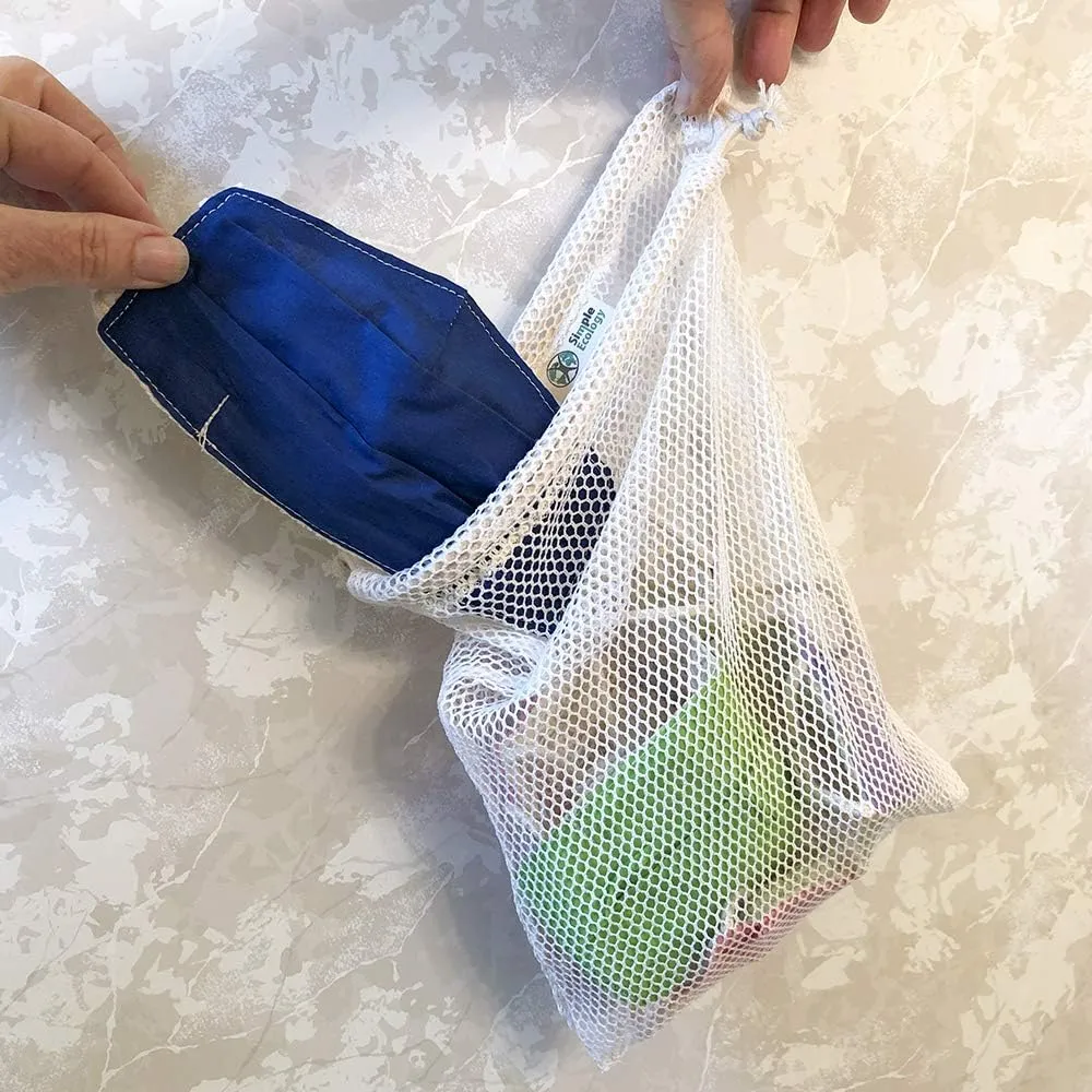 Organic Cotton Mesh Laundry Bag; Machine Washing Bags for Delicates, Lingerie and Garments, Small 2 pack