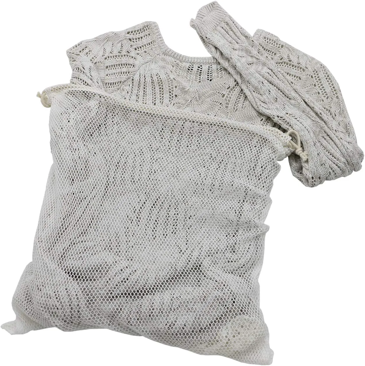 Organic Cotton Mesh Laundry Bag; Machine Washing Bags for Delicates, Lingerie and Garments, X-Large 2 pack