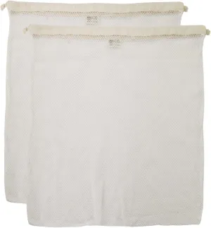 Organic Cotton Mesh Laundry Bag; Machine Washing Bags for Delicates, Lingerie and Garments, X-Large 2 pack