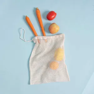 ORGANICA 100% Organic Cotton Drawstring Mesh Bag (Produce, Laundry, Dye, Packing) (Plastic-free)
