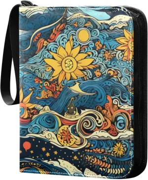 Oriental Painting Card Binder, 400 Pockets Card Holder with 50 Sleeves, Sturdy Card Holder Folders for Game Cards & Sports Cards