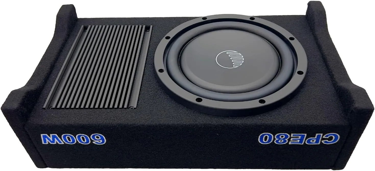 ORION Cobalt CPE80 8” 800W Max Active Down-Firing Subwoofer Thin Enclosure with Built-in Amplifier – Slim Loaded Sub for Tight Spaces in Cars and Trucks, Air-Tight Sealed Shallow Mount Enclosure