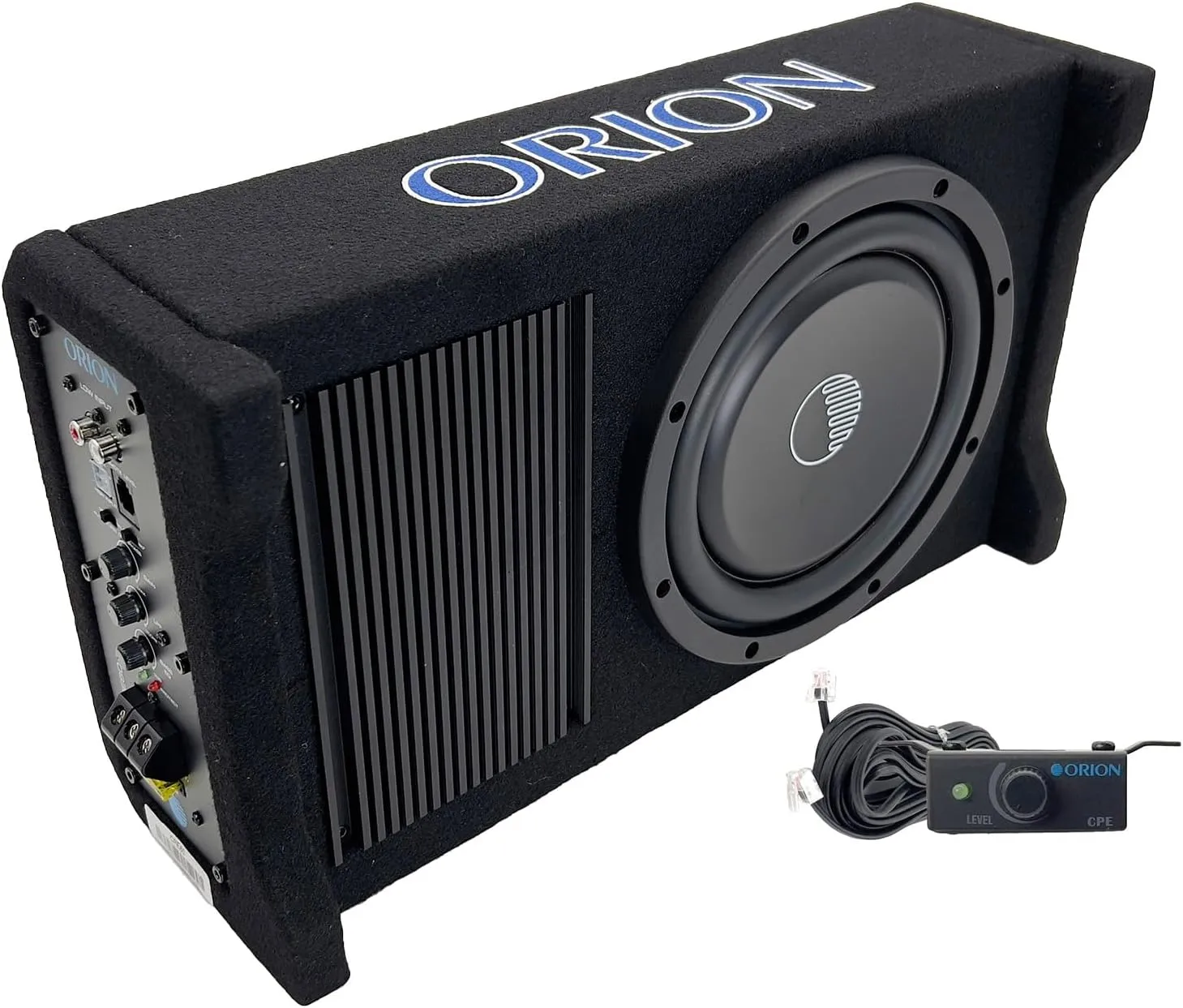 ORION Cobalt CPE80 8” 800W Max Active Down-Firing Subwoofer Thin Enclosure with Built-in Amplifier – Slim Loaded Sub for Tight Spaces in Cars and Trucks, Air-Tight Sealed Shallow Mount Enclosure