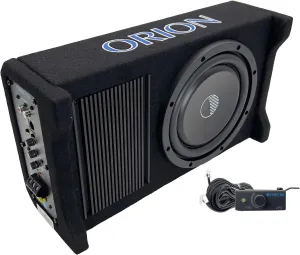 ORION Cobalt CPE80 8” 800W Max Active Down-Firing Subwoofer Thin Enclosure with Built-in Amplifier – Slim Loaded Sub for Tight Spaces in Cars and Trucks, Air-Tight Sealed Shallow Mount Enclosure