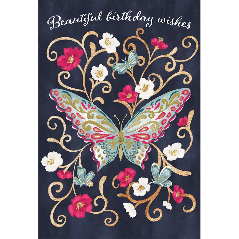 Ornate Butterfly Birthday Card