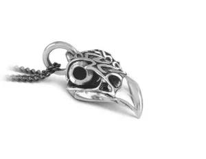 Ornate Eagle Skull Necklace - Silver