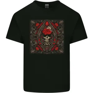 Ornate Playing Card Skull Goth Gothic Kids T-Shirt Childrens