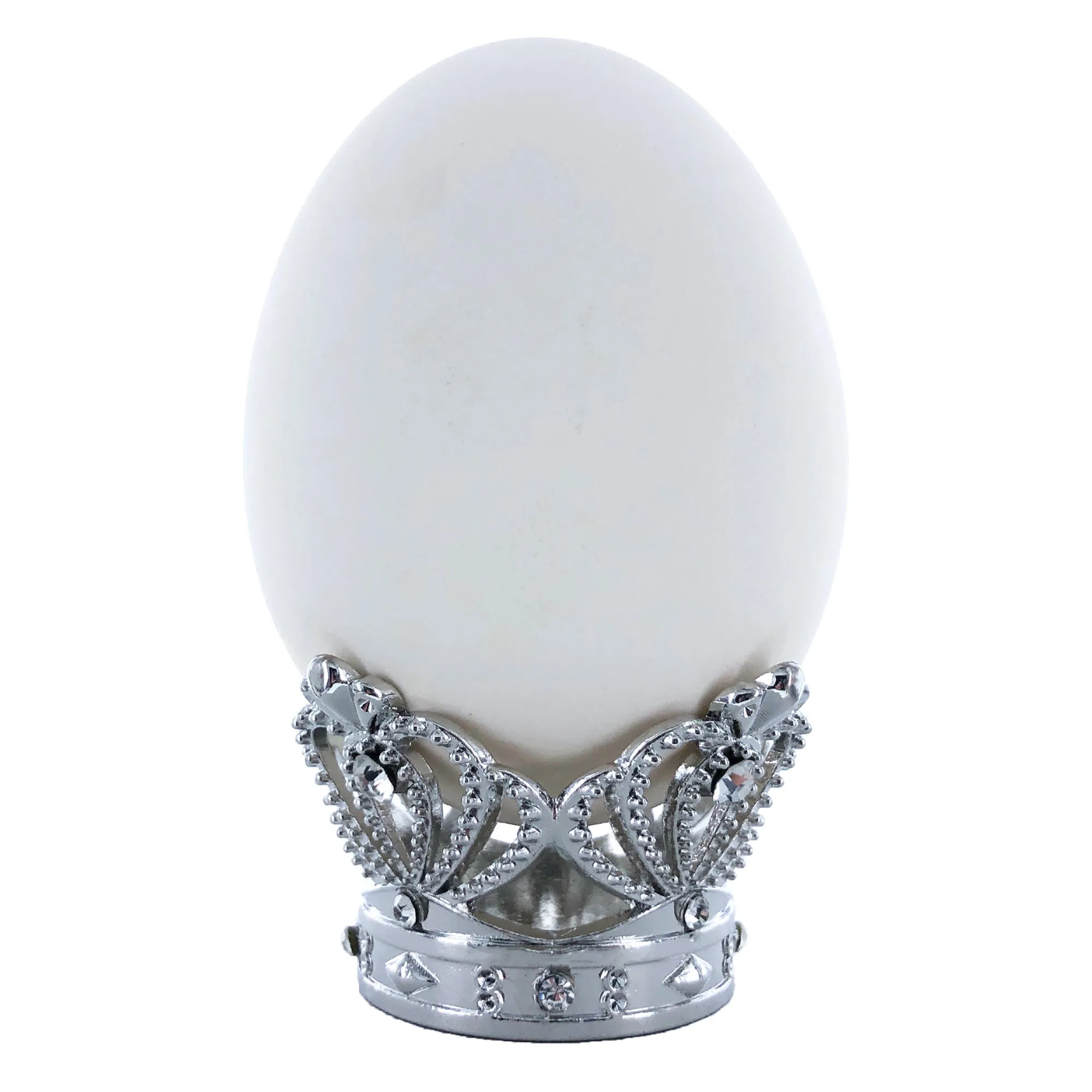 Ornate Silver Crown Egg Stand Holder Display