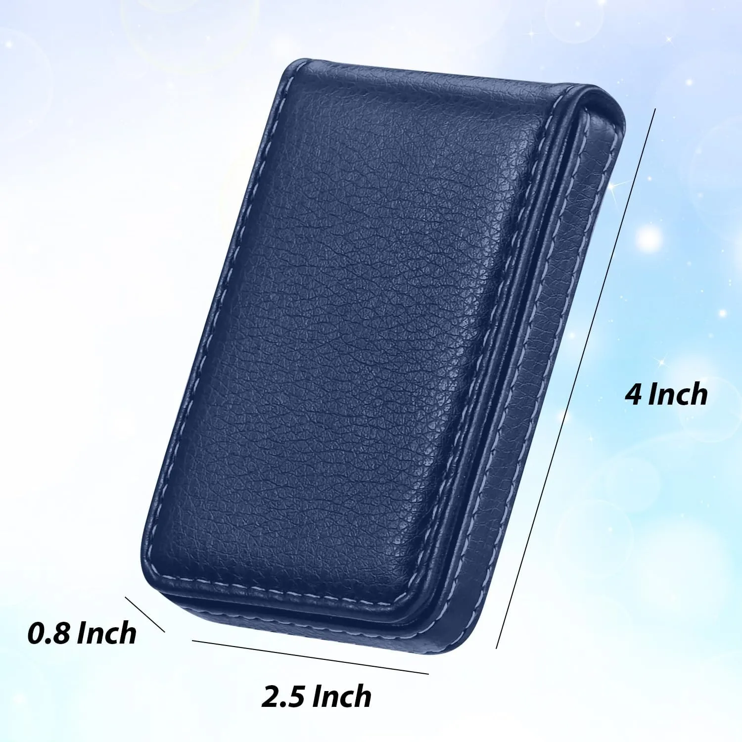 Outus 2 Pieces Business Card Holder, PU Leather Business Card Case Pocket Wallet with Magnetic Shut for Men Women(Blue)