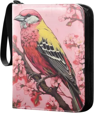 Painting Bird Card Binder, 400 Pockets Card Holder with 50 Sleeves, Sturdy Card Holder Folders for Game Cards & Sports Cards