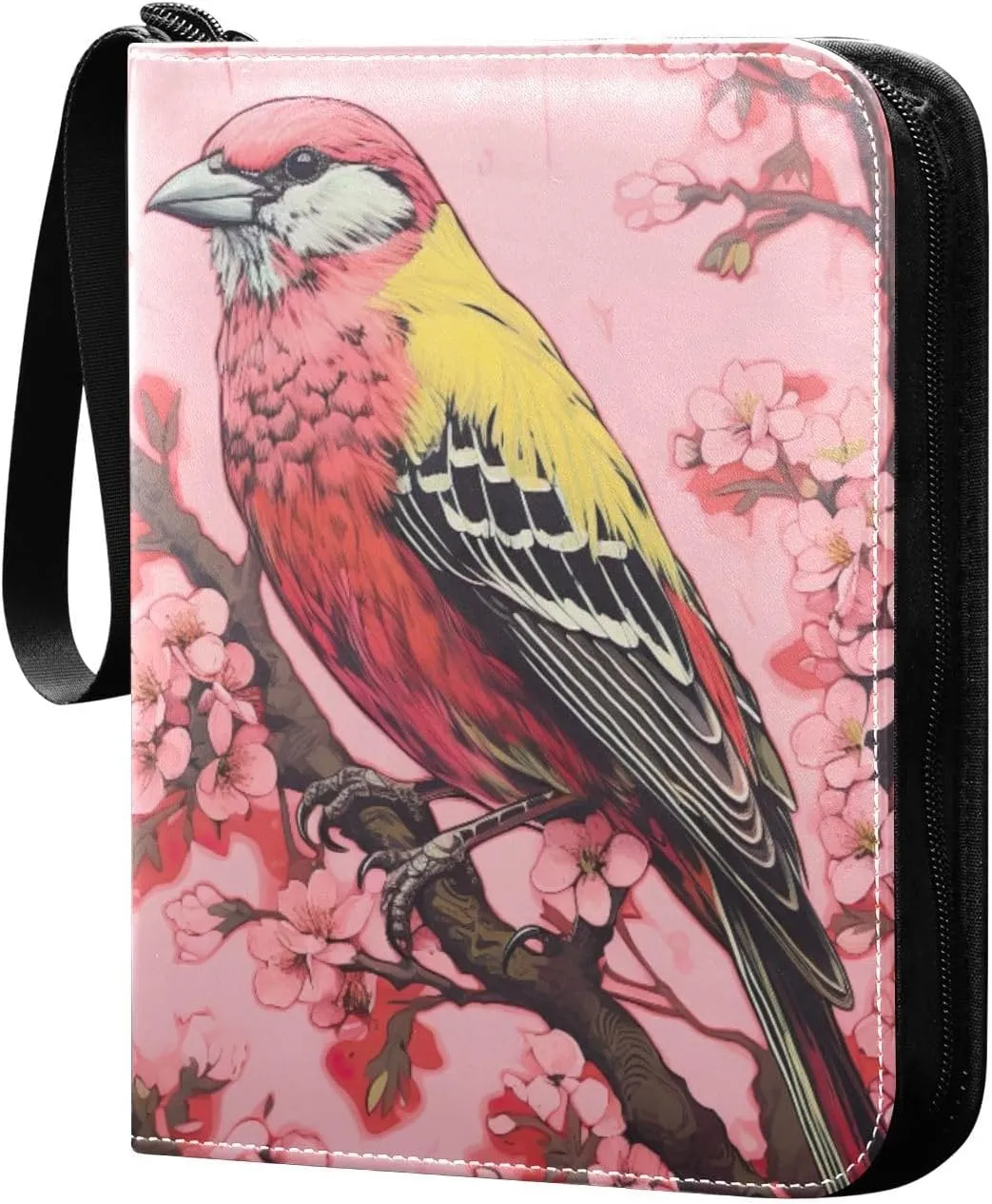 Painting Bird Card Binder, 400 Pockets Card Holder with 50 Sleeves, Sturdy Card Holder Folders for Game Cards & Sports Cards