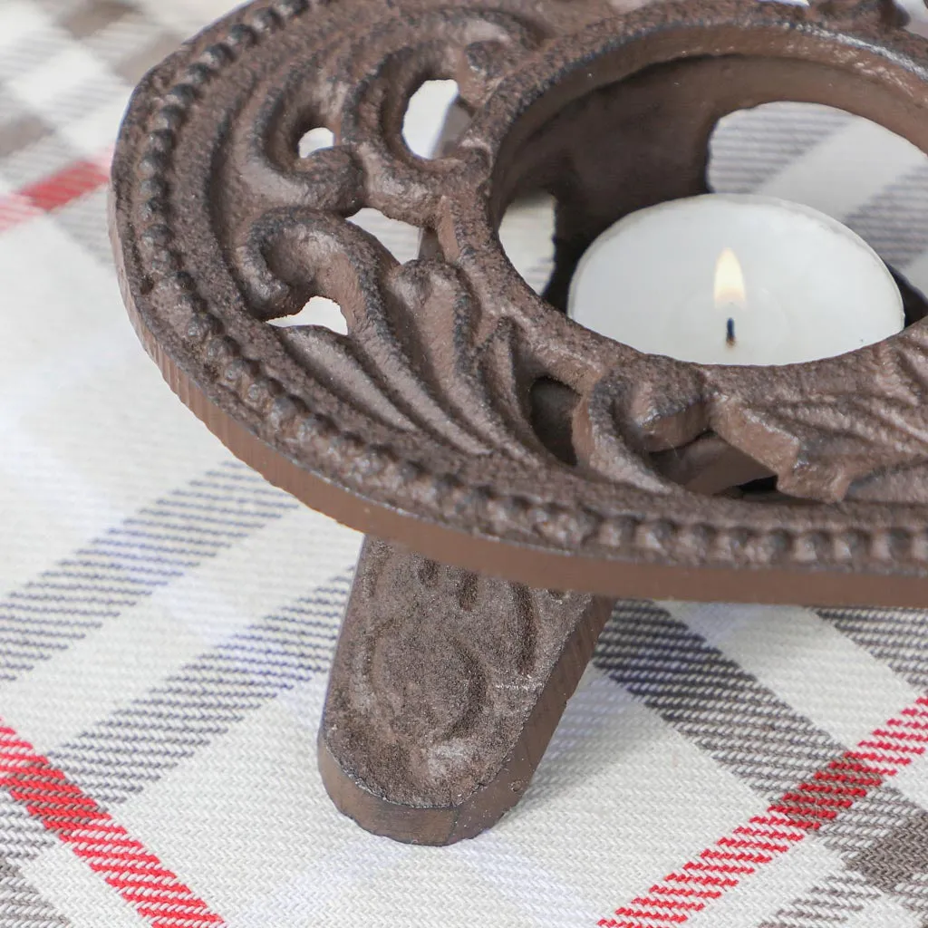 Pair of Iron Heart Tealight Candle Holders