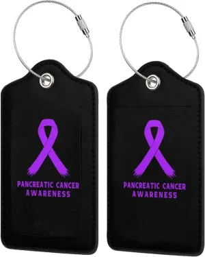 Pancreatic Cancer Awareness 2 Leather Luggage Tags for Bags for Men Women0