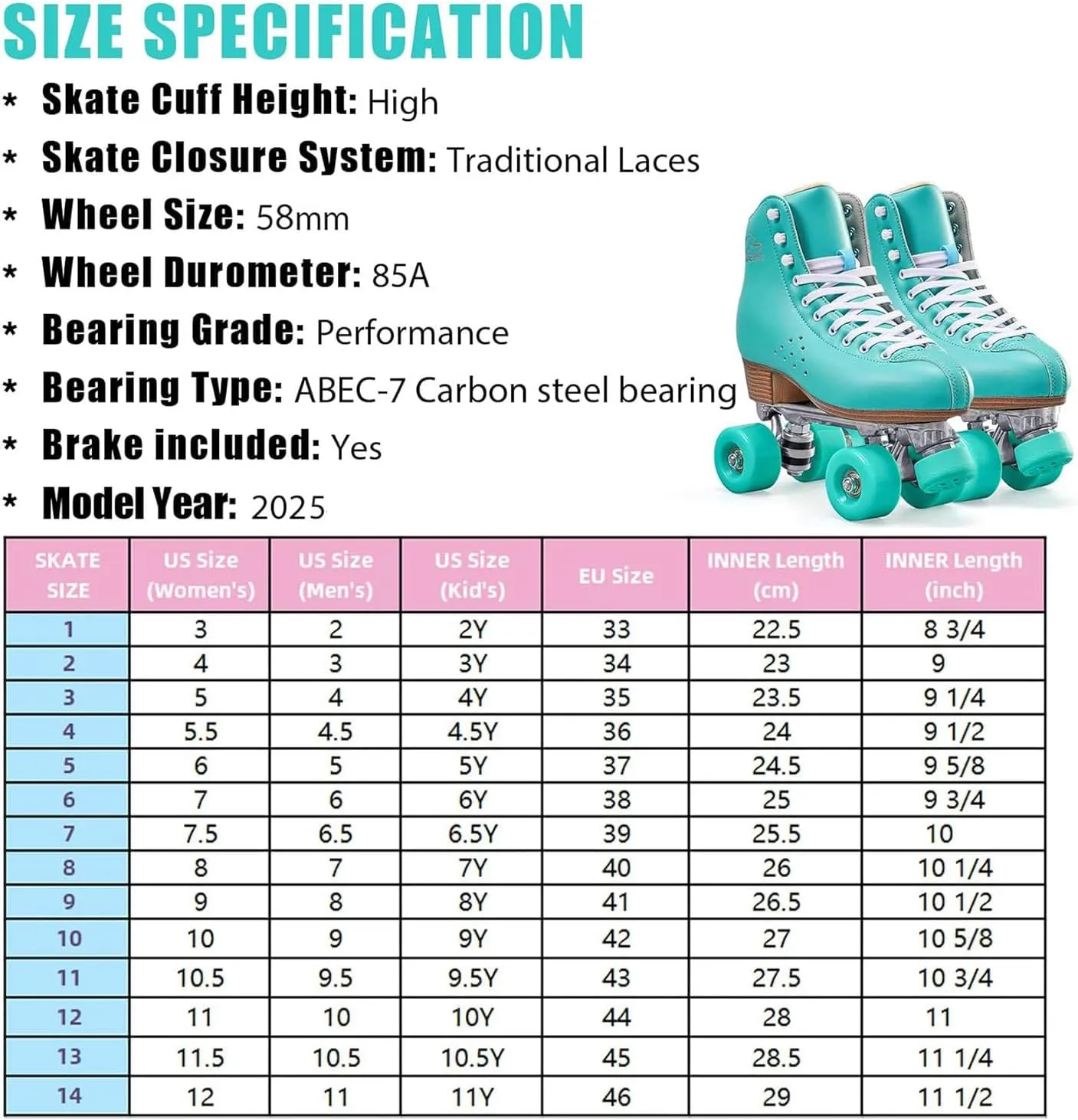 PAPAISON Roller Skates for Women and Men, Deluxe 2 Layer Microfiber Leather Double Row-Classic Roller Skates for Girls, Professional Outdoor Indoor Quad-Skates for Kids & Adults…