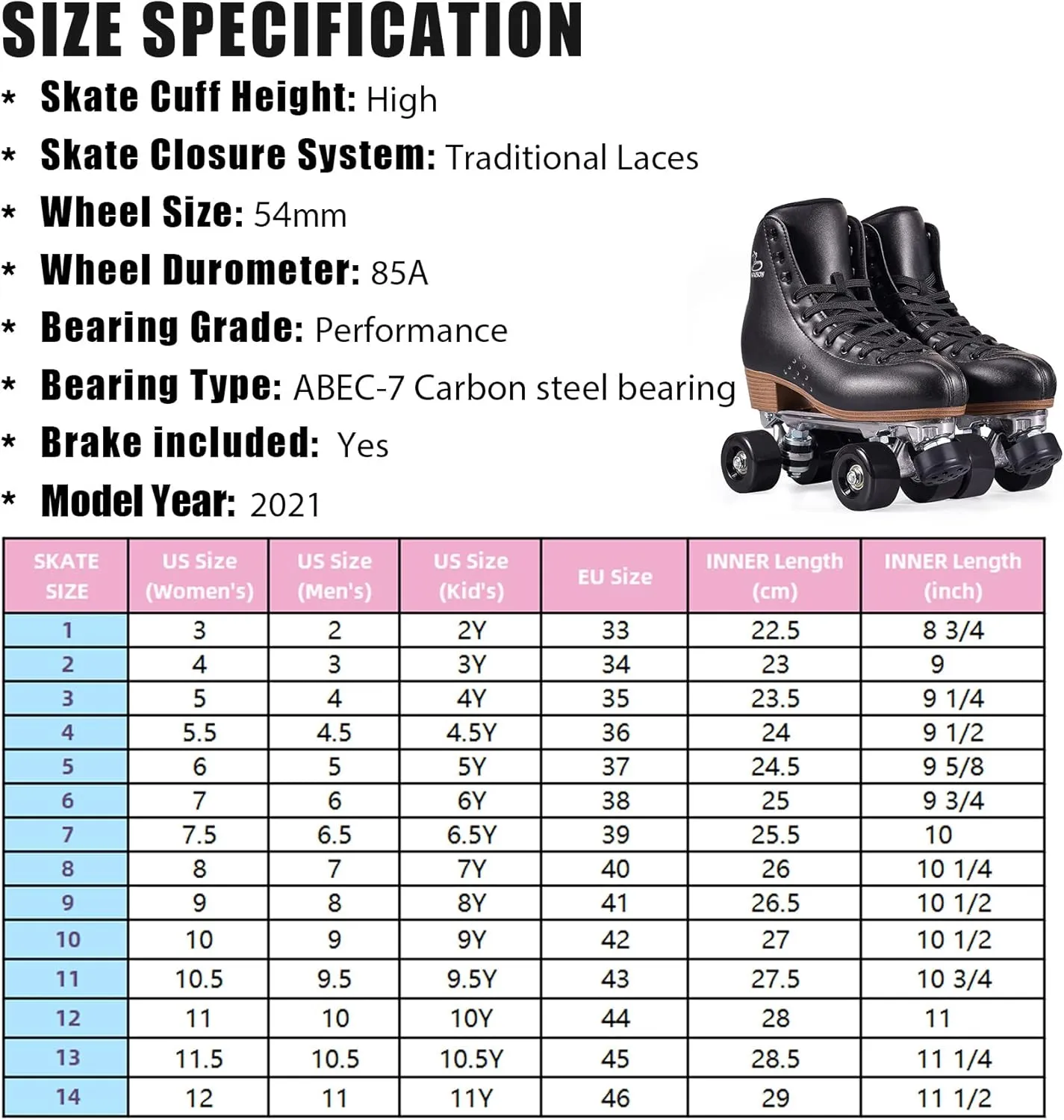 PAPAISON Roller Skates for Women and Men, Deluxe 2 Layer Microfiber Leather Double Row-Classic Roller Skates for Girls, Professional Outdoor Indoor Quad-Skates for Kids & Adults…